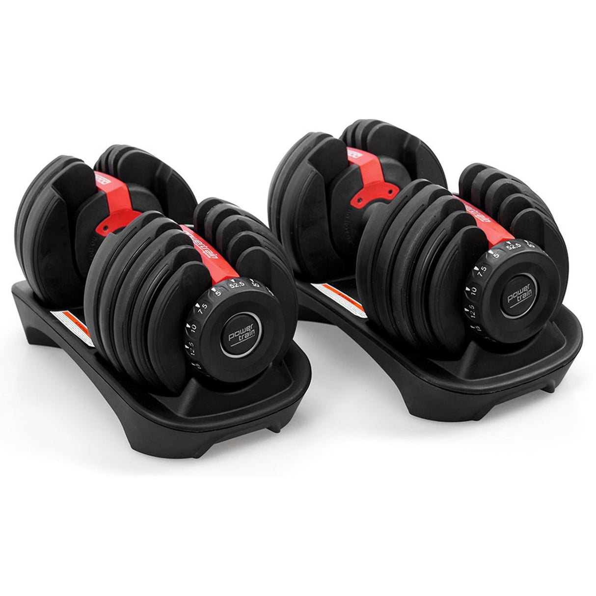 Powertrain 2x 24kg Adjustable Dumbbells Set Home Gym Exercise Free Weights - Red