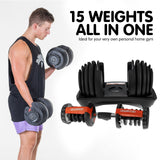 Powertrain 2x 24kg Adjustable Dumbbells Set Home Gym Exercise Free Weights - Red