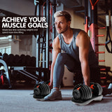 Powertrain 2x 24kg Adjustable Dumbbells Set Home Gym Exercise Free Weights - Red - Low Angle