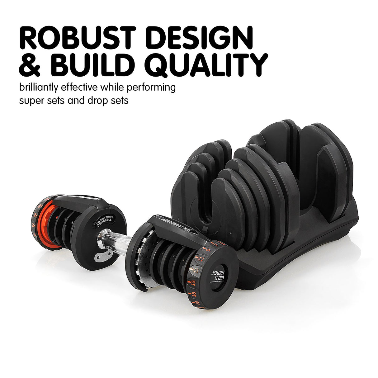 Powertrain 40kg Adjustable Dumbbell Home Gym Exercise Equipment Free Weights