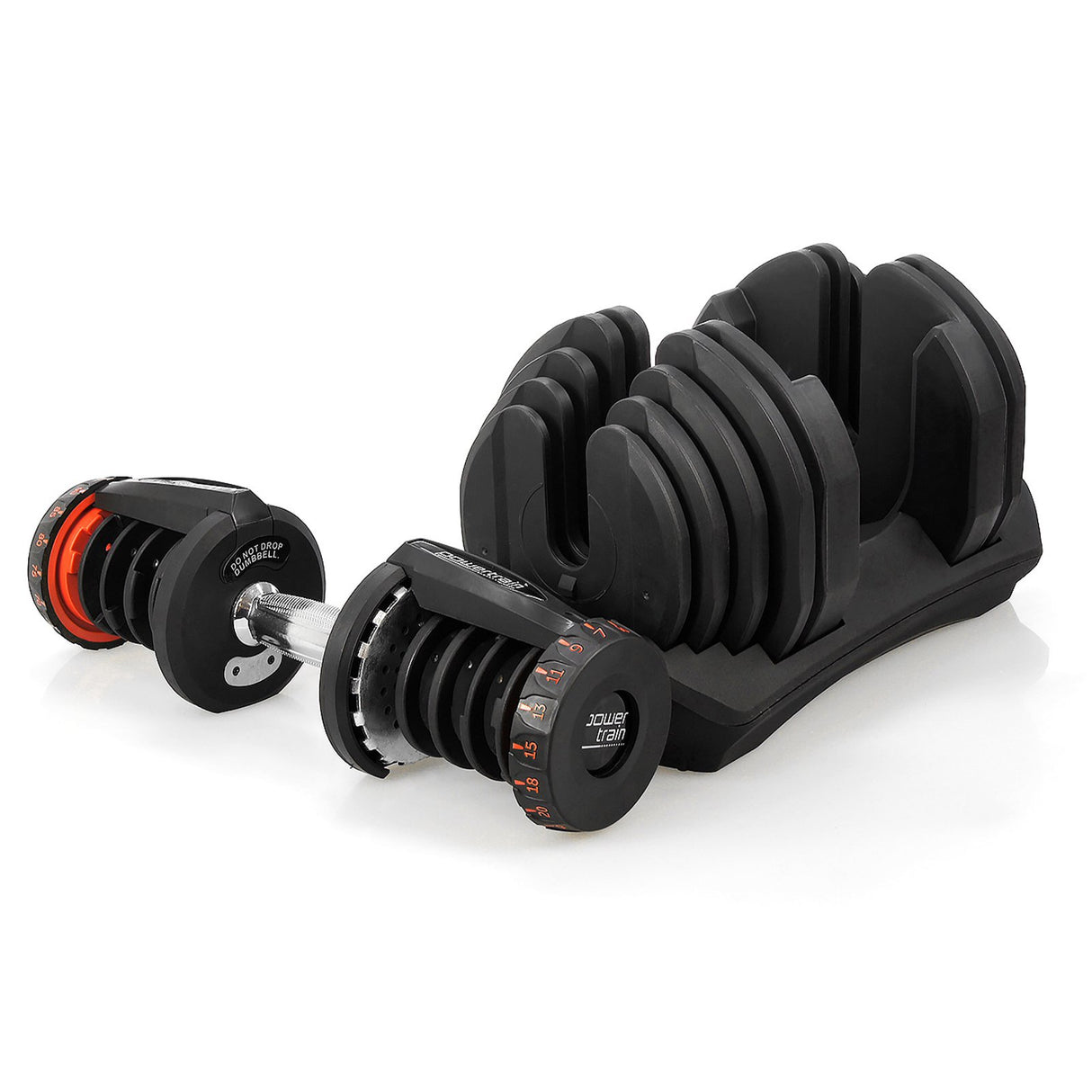 Powertrain 80kg Adjustable Dumbbell Set W Stand Home Gym Exercise Free Weights