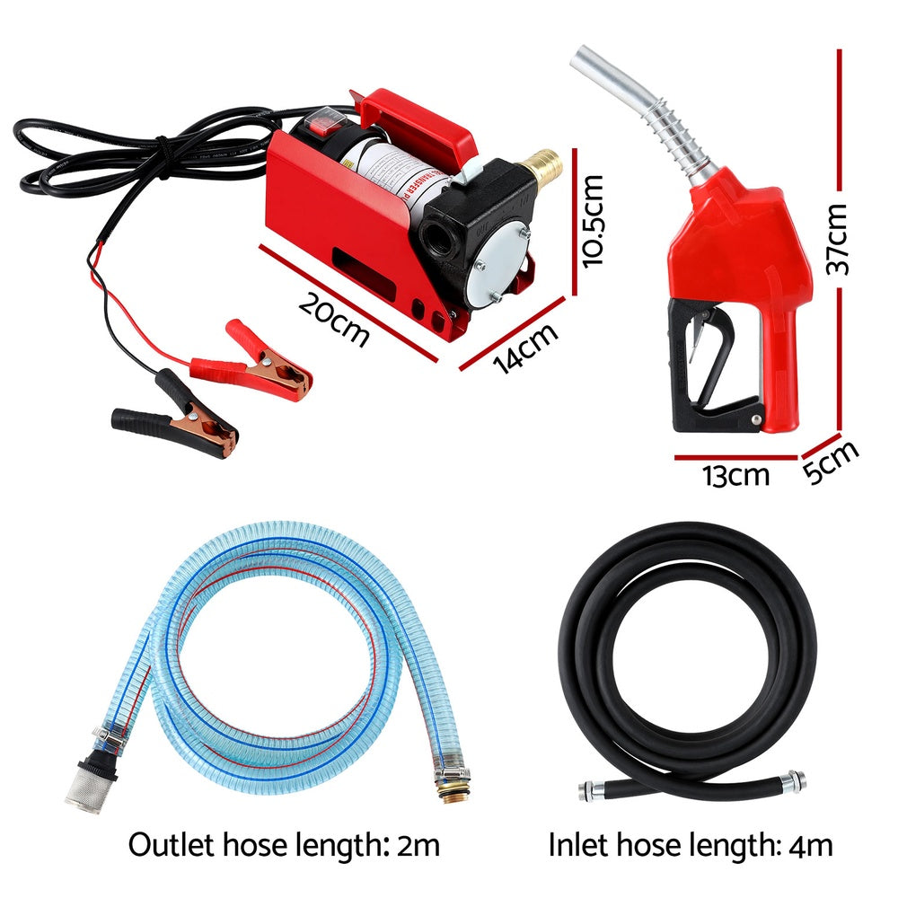 High-Performance 12V Electric Diesel and Kerosene Transfer Pump with Nozzle and Hose - 40L/min Flow