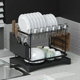 Cefito Dish Rack Expandable Drying Drainer Cutlery Holder Tray Kitchen 2 Tiers - Close-Up Angle