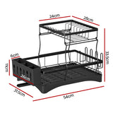 Cefito Dish Rack Expandable Drying Drainer Cutlery Holder Tray Kitchen 2 Tiers - Front View