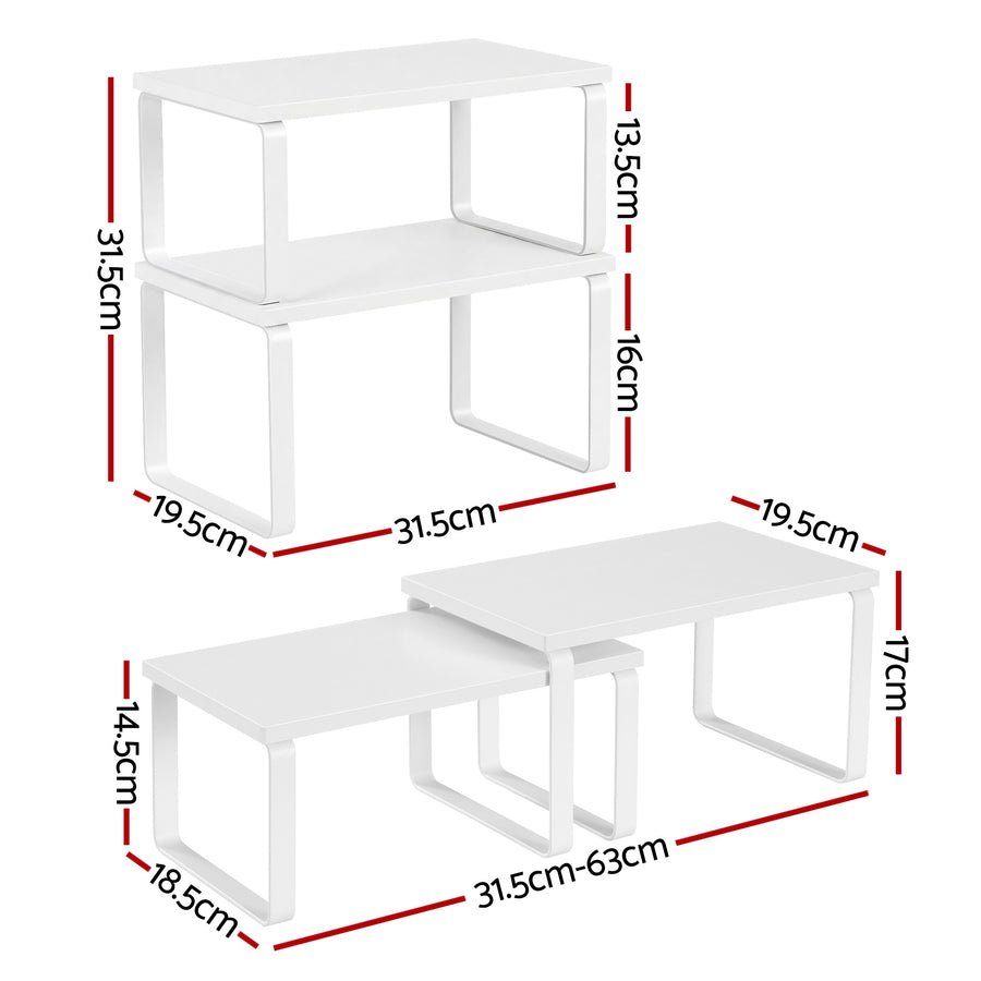 Cefito Kitchen Storage Shelves Rack Cupboard Cabinet Organiser Set of 2, Storage