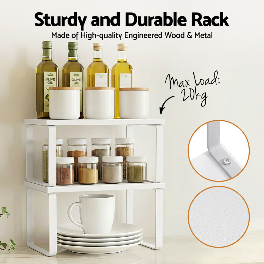Cefito Kitchen Storage Shelves Rack Cupboard Cabinet Organiser Set of 2, image 4
