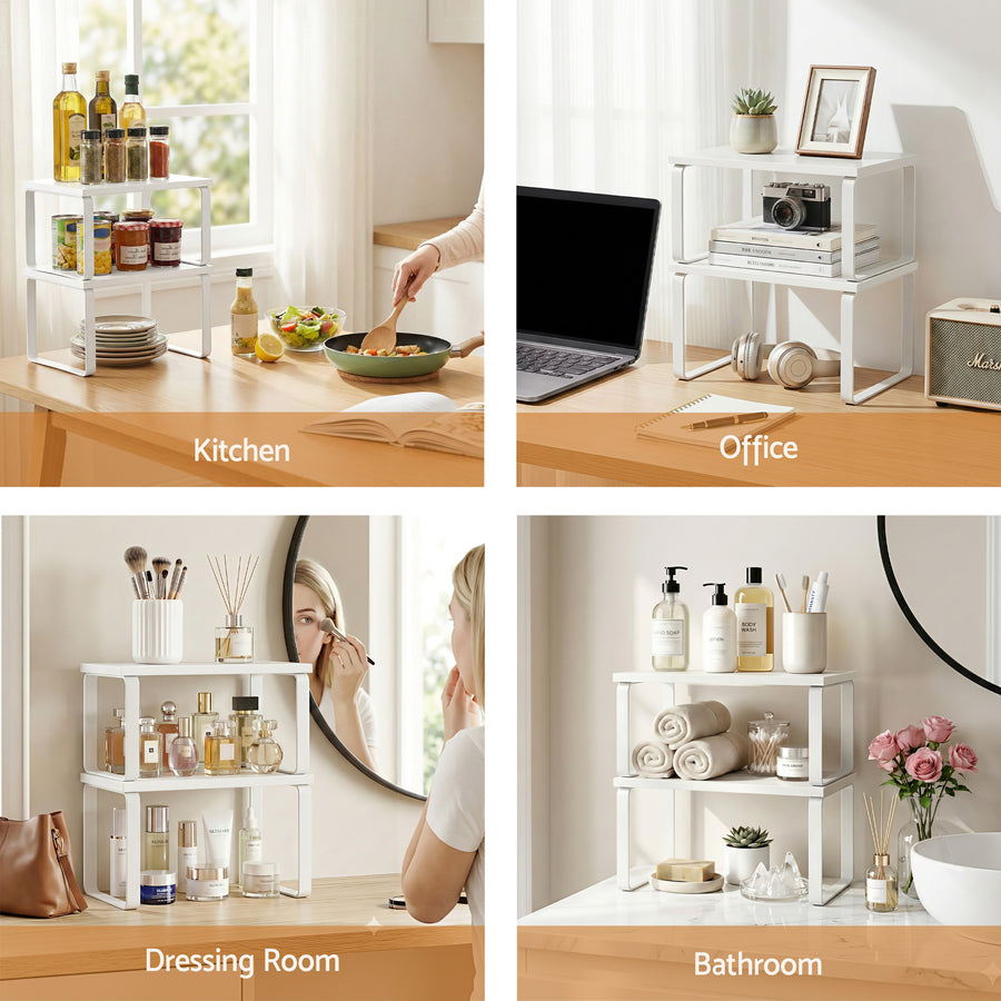 Cefito Kitchen Storage Shelves Rack Cupboard Cabinet Organiser Set of 2, image 7