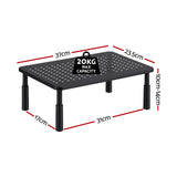 Artiss Monitor Stand Adjustable Riser For Computer Monitor And Laptop 3 Height Desk Organizer Black - Front View