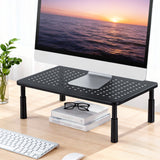 Artiss Monitor Stand Adjustable Riser For Computer Monitor And Laptop 3 Height Desk Organizer Black - Close-Up Angle