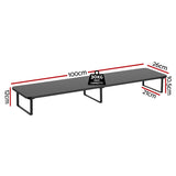 Artiss Dual Monitor Stand 100cm Riser Large Laptop Stand Desk Organiser Black - Front View