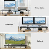 Artiss Dual Monitor Stand 100cm Riser Large Laptop Stand Desk Organiser Black - Top-Down View