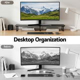 Artiss Dual Monitor Stand 100cm Riser Large Laptop Stand Desk Organiser Black - 45-Degree Angle