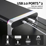Artiss RGB Monitor Stand with USB Hub Desk Organiser Charging Stand Computer Stand Black - Top-Down View