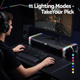 Artiss RGB Monitor Stand with USB Hub Desk Organiser Charging Stand Computer Stand Black - 45-Degree Angle