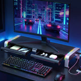 Artiss RGB Monitor Stand with USB Hub Desk Organiser Charging Stand Computer Stand Black - Close-Up Angle