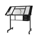 Artiss Drawing Desk Drafting Table Black - Low Angle
