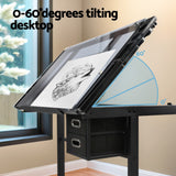Artiss Drawing Desk Drafting Table Black - Top-Down View