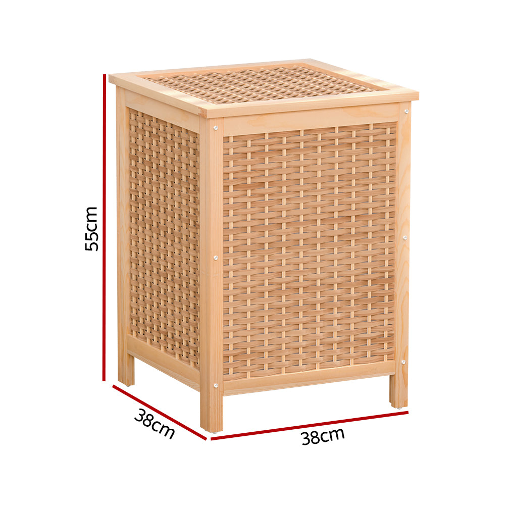 Pinewood Laundry Hamper with Removable Storage Bag and Detachable Lid