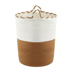 Artiss Woven Laundry Basket with handles Foldable White & Brown