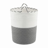 Artiss Woven Laundry Basket with handles Foldable White & Grey - Side View