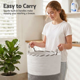 Artiss Woven Laundry Basket with handles Foldable White & Grey - 45-Degree Angle