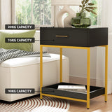 Artiss Bedside Table Drawers Side Table Shelf Storage Nightstand Black MASON - 45-Degree Angle