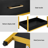 Artiss Bedside Table Drawers Side Table Shelf Storage Nightstand Black MASON - Rear View
