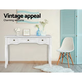 Artiss Console Table 3 Drawers White Hamptons - 45-Degree Angle