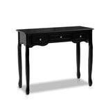 Artiss Console Table 3 Drawers Black Hamptons - Side View