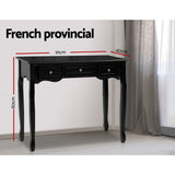 Artiss Console Table 3 Drawers Black Hamptons - Top-Down View