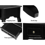 Artiss Console Table 3 Drawers Black Hamptons - Close-Up Angle