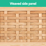 Artiss Storage Ottoman Blanket Box 80cm Weaved Velvet Pine - Top-Down View