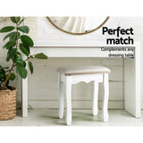 Artiss Dressing Table Stool Velvet Grey - Top-Down View