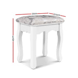 Artiss Dressing Table Stool Velvet White - Front View