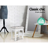 Artiss Dressing Table Stool Velvet White - Side View