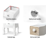 Artiss Bedside Table 2 Drawers - BISSET White - Top-Down View