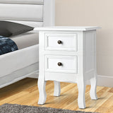 Artiss Bedside Table 2 Drawers - BISSET White - Close-Up Angle