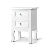 Artiss Bedside Table 2 Drawers - BISSET White - Low Angle