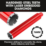 BAUMR-AG 1800W 120mm Handheld Core Drill & 76mm Diamond Drill Bit Combo, for Concrete Coring Hole Drilling - Side View