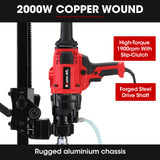 BAUMR-AG 2000W 160mm Handheld Core Drill w/Stand,63mm & 127mm Drill Bit Combo, for Concrete Coring Hole Drilling - Front View