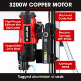 BAUMR-AG 3200W 300mm Wet/Dry Core Drill w/ Wheeled Rig Stand Combo, for Concrete Coring Hole Drilling - Side View