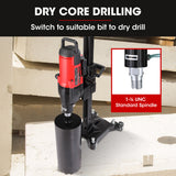 BAUMR-AG 3200W 280mm Wet/Dry Core Drill w/ Wheeled Stand & 102mm Bit Combo, for Concrete Coring Hole Drilling - Close-Up Angle
