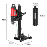 BAUMR-AG 3200W 280mm Wet/Dry Core Drill w/ Wheeled Stand & 102mm Bit Combo, for Concrete Coring Hole Drilling - Rear View
