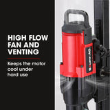 BAUMR-AG 3200W 280mm Wet/Dry Core Drill w/ Wheeled Stand & 102mm Bit Combo, for Concrete Coring Hole Drilling - Side View