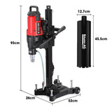BAUMR-AG 3200W 280mm Wet/Dry Core Drill w/ Wheeled Stand & 127mm Bit Combo, for Concrete Coring Hole Drilling - Rear View