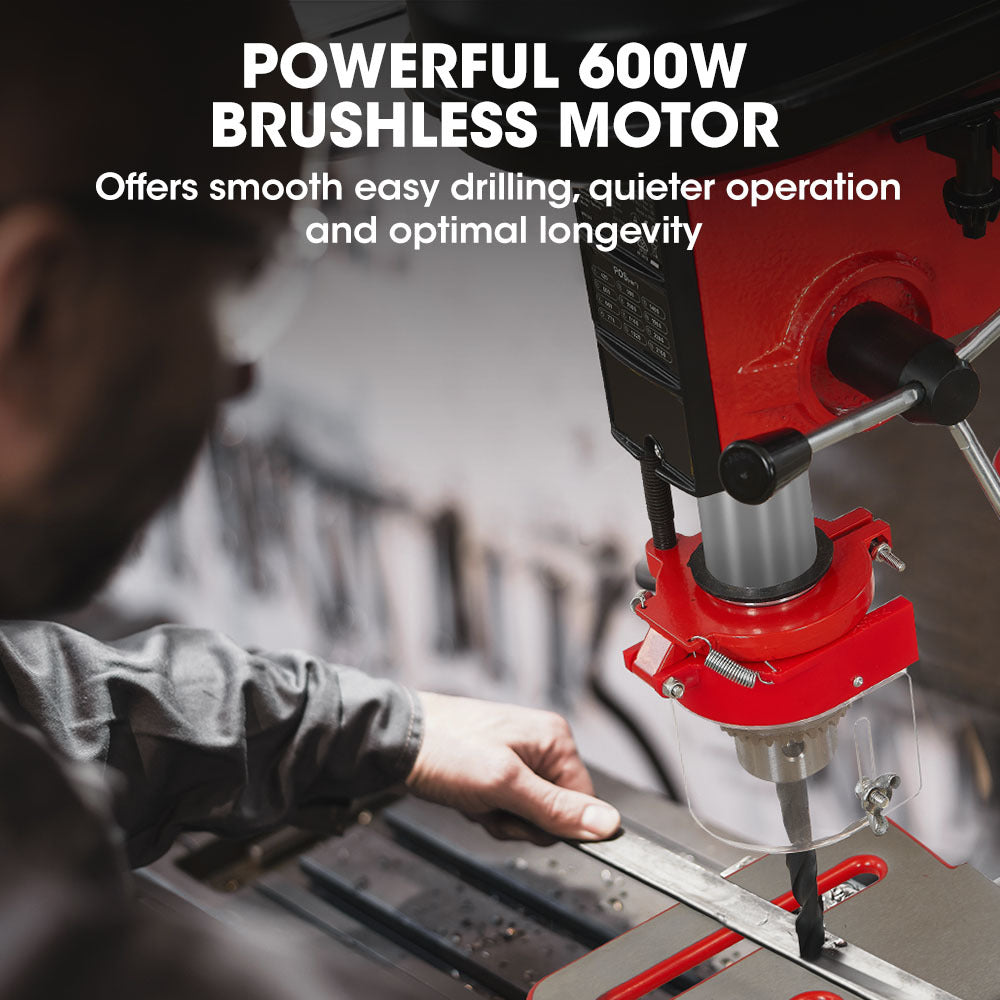 Baumr-AG DP15 600W 10' Pedestal Bench Drill Press, 12 Speeds, 16mm Chuck (DP15 II)