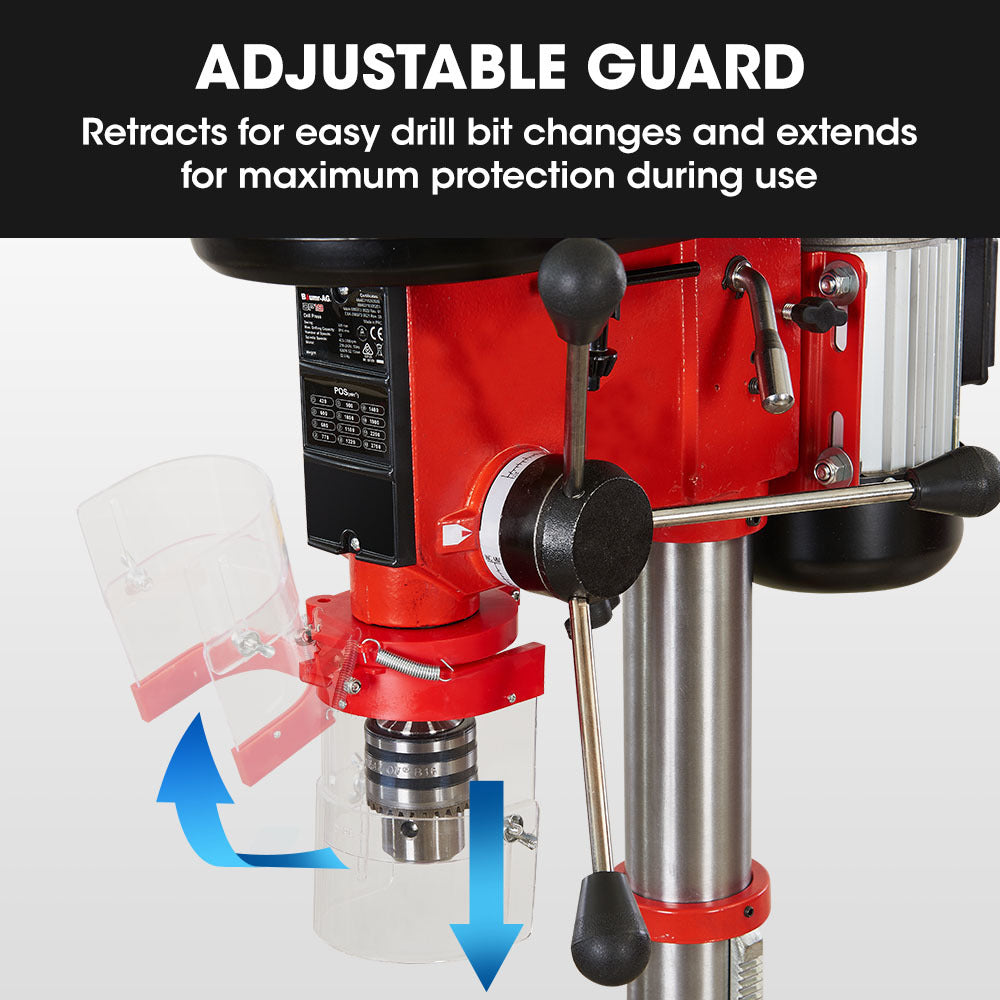 Baumr-AG 600W 12' Pedestal Floor Drill Press, 16 Speeds, 16mm Chuck (DP19)