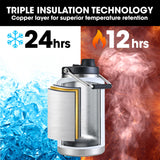 Baumr-AG 3.8L Double Wall Insulated Stainless Steel Water Bottle, Drink Jug with Handle, White - Front View