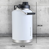 Baumr-AG 3.8L Double Wall Insulated Stainless Steel Water Bottle, Drink Jug with Handle, White - Rear View