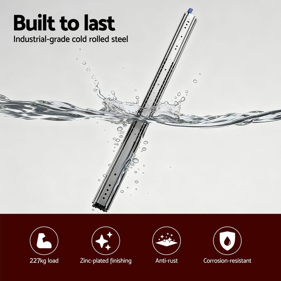 Giantz 2x Drawer Slides Full Extension Locking 227kg 1321-2642mm Length
